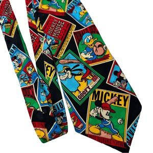 Disney Baseball trading card Character Necktie tie 90s retro vintage graphic